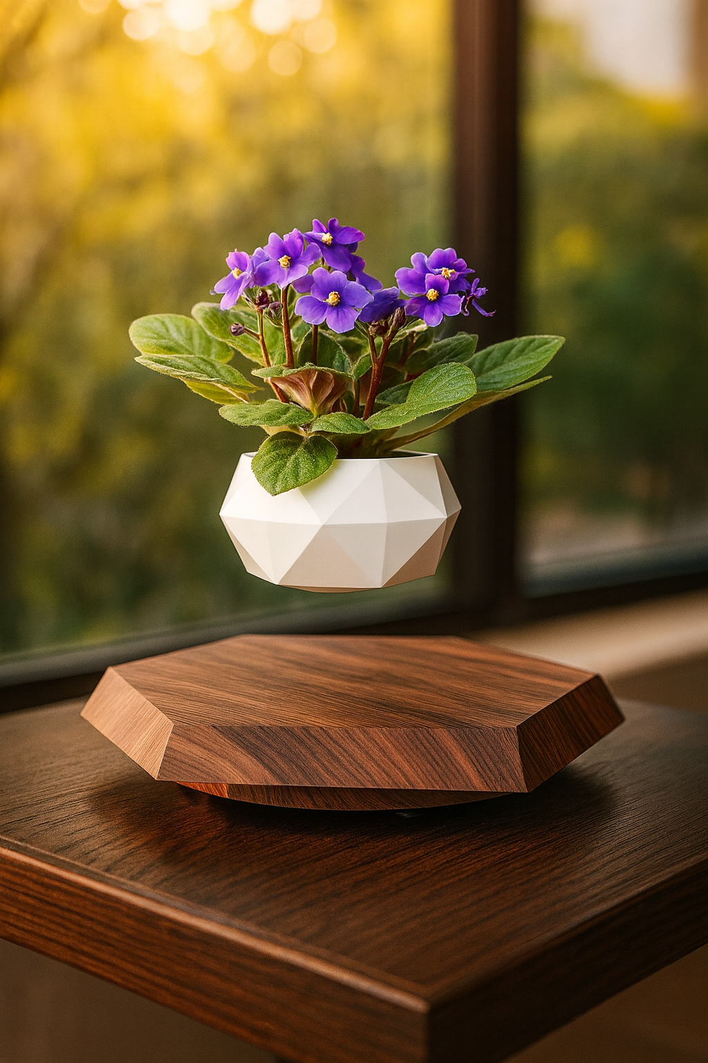 Levitating - Floating Flower Pot with Wood Base